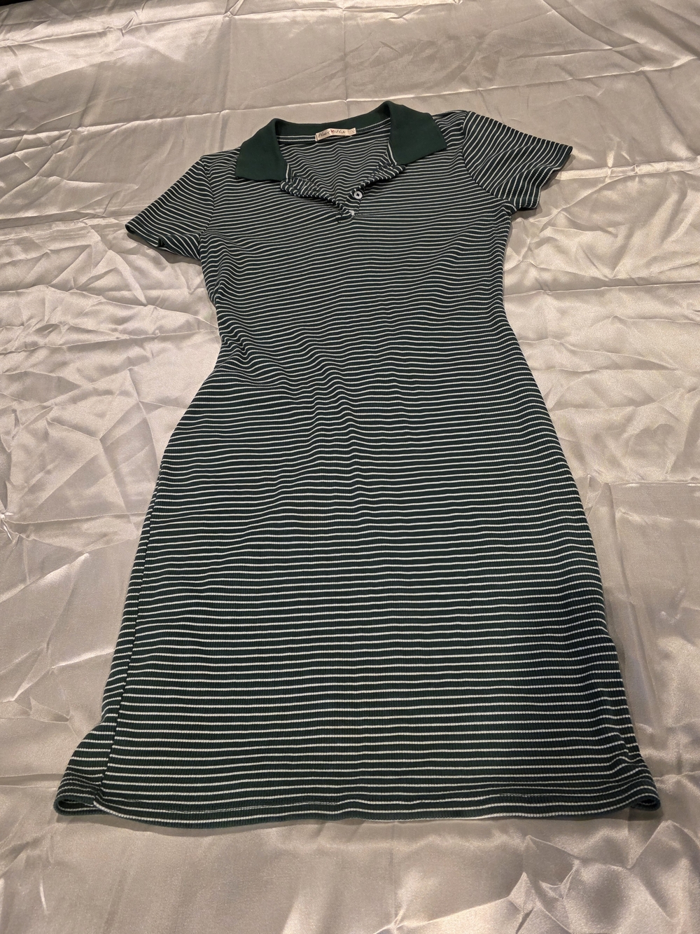 Heart Hips Green and White Striped Polo Mini Dress